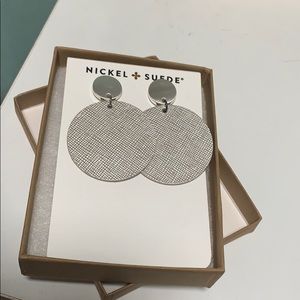 Nickel and Suede silver disc earrings